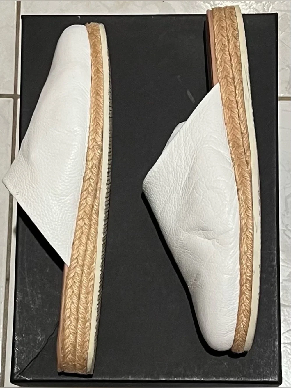 Rachel Comey White Leather Espadrille Slide - Size 9